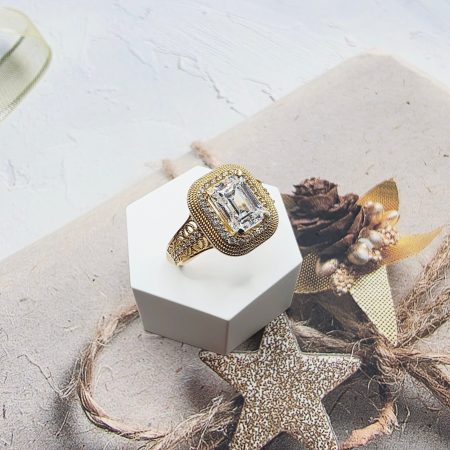 14K GOLD RING/ INEL AUR 14K R0402